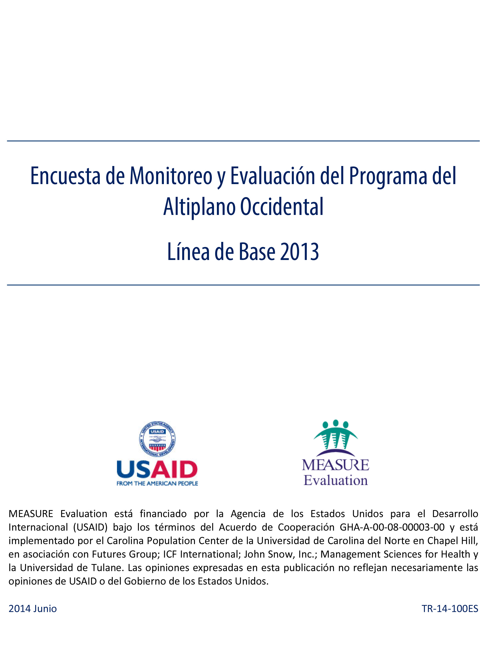 Encuesta de Monitoreo y Evaluacin del Programa del Altiplano Occidental