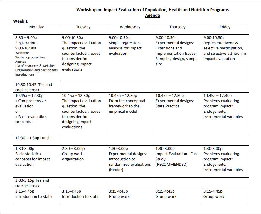 Workshop Materials: Impact Evaluation of Population