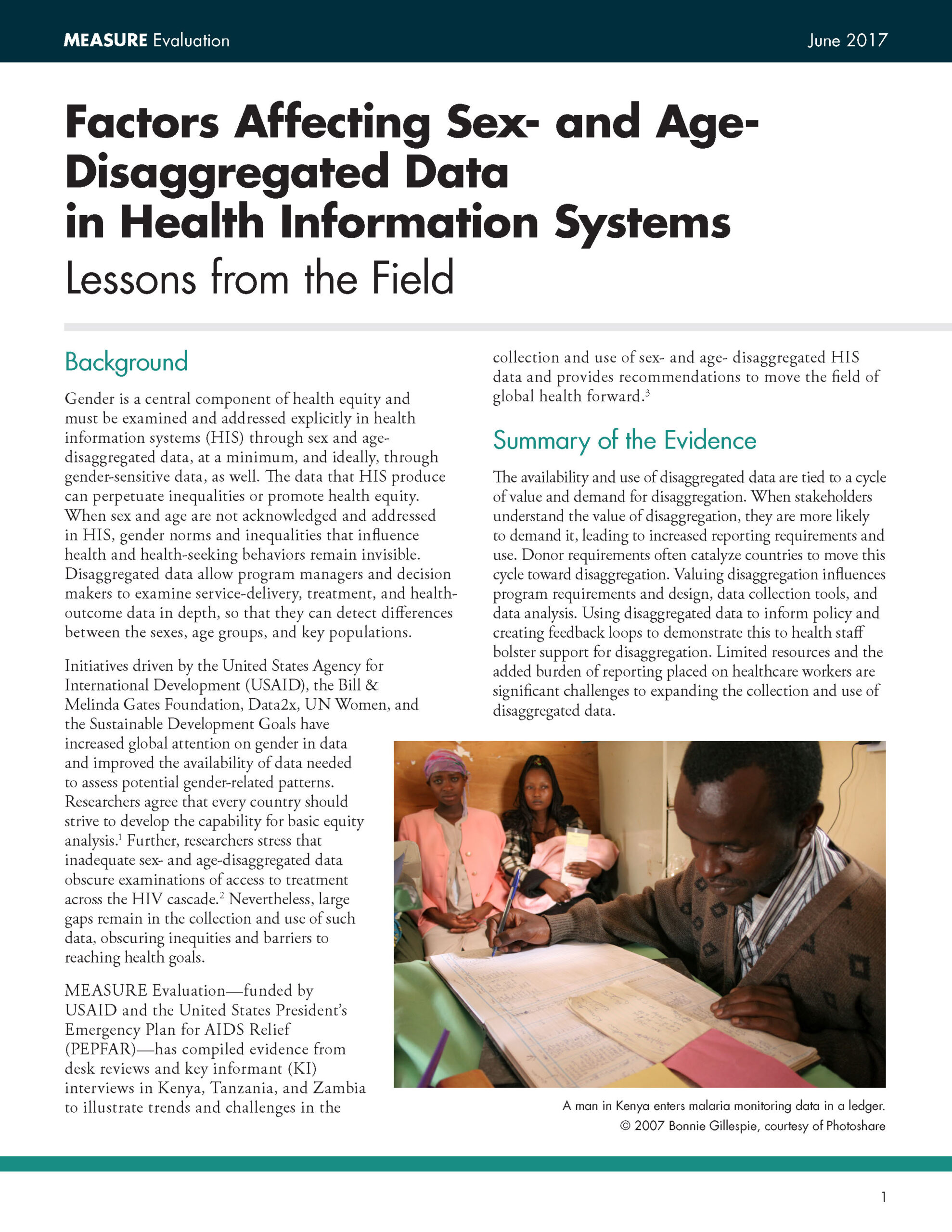 Factors Affecting Sex- and Age-Disaggregated Data in Health Information Systems  Lessons from the Field