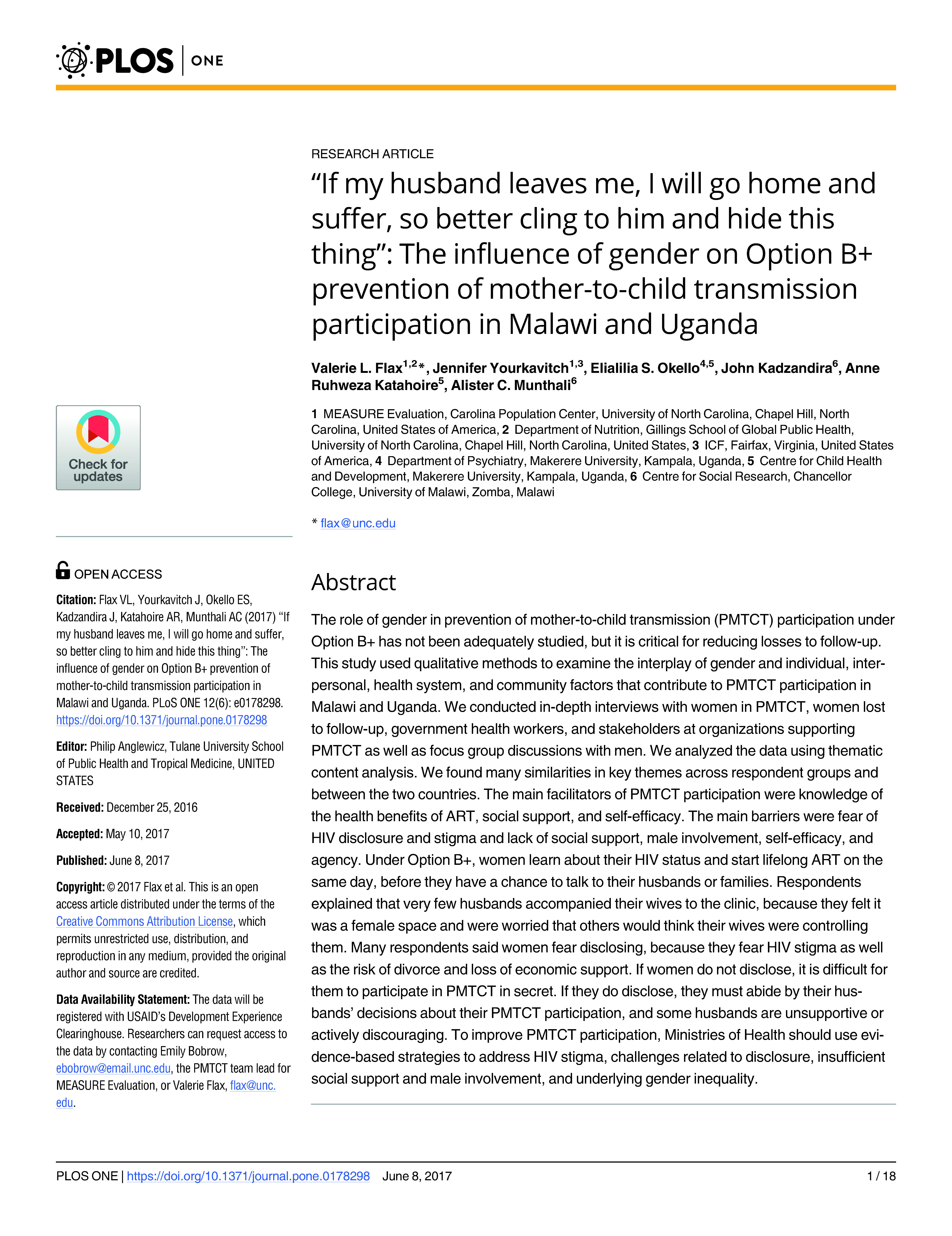 Plos article: If my husband leaves me