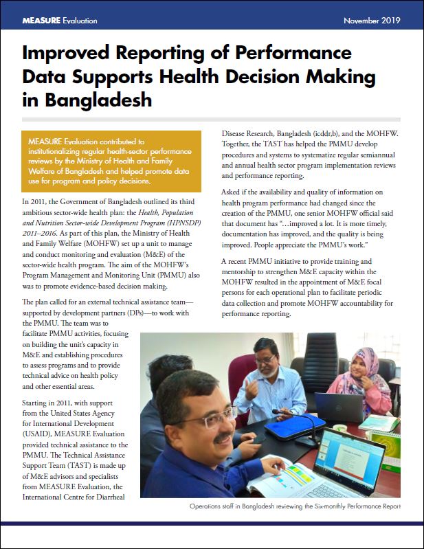 Improved Reporting of Performance Data Supports Health Decision Making in Bangladesh